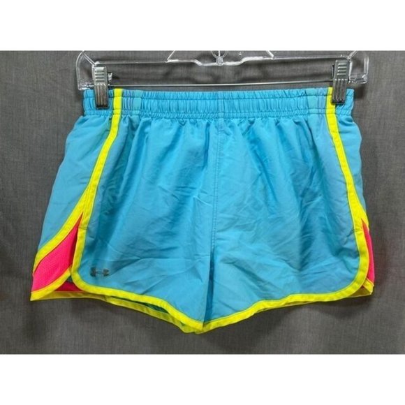 Under Armour Heat Gear Shorts Womens Small Blue Drawstring Gym Ladies. - Picture 1 of 7